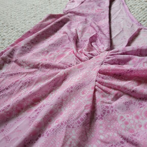 Vintage Y2K Click Click Womens Medium* Pink Mini Dress Short Sleeve Sparkle - Picture 3 of 6